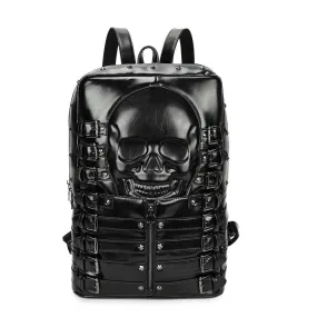 3D Skull Backpack Rivet Studded PU Leather Travel Punk Laptop Backpack  Laptop Bag