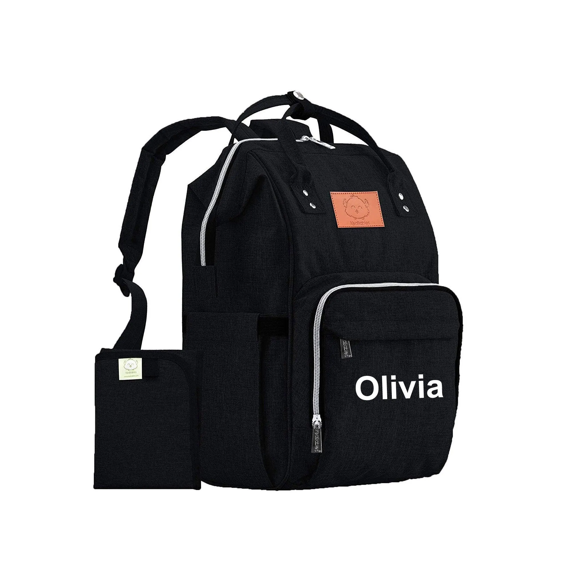 Black Backpack Diaper Bag with Monogram - Free Shipping