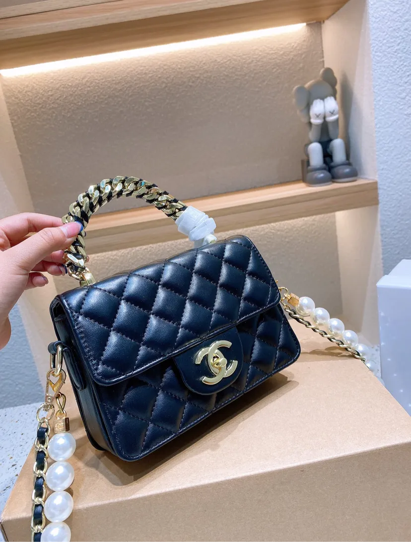 Black leather Chanel handbag