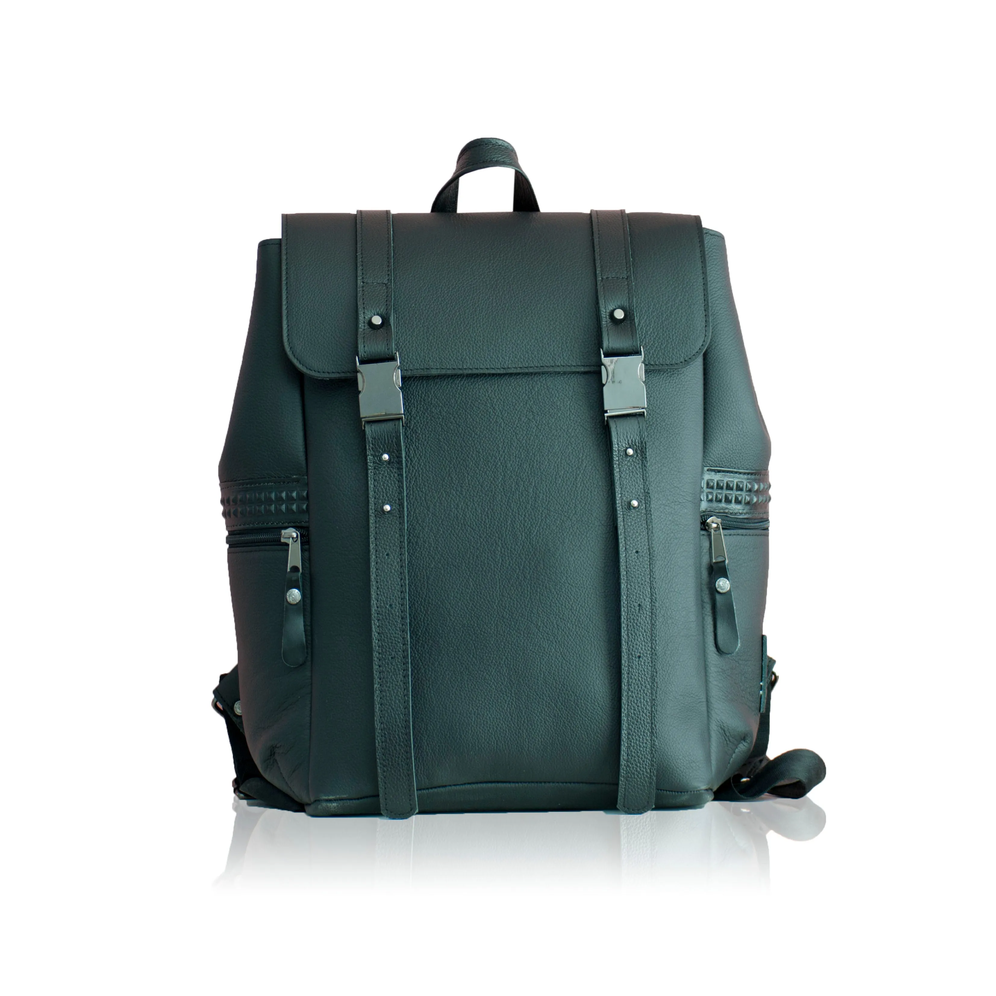 Boston Leather Backpack - Black