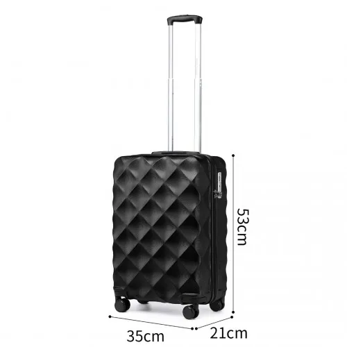 British Traveller 20-Inch Ultralight ABS & Polycarbonate Suitcase with TSA Lock - Black | Lightweight & Durable Travel Companion