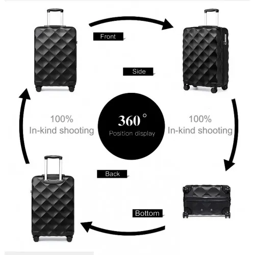 British Traveller 20-Inch Ultralight ABS & Polycarbonate Suitcase with TSA Lock - Black | Lightweight & Durable Travel Companion