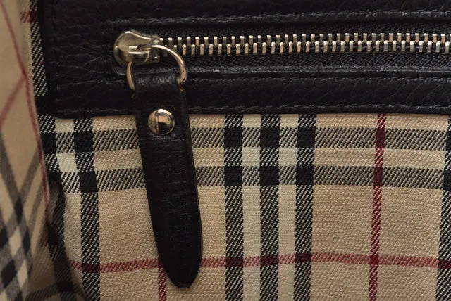 Burberry Calf Handbag Mini Boston Bag Vintage Check Black