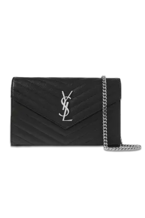 Cassandre Chain Matelassé Textured-Leather Wallet