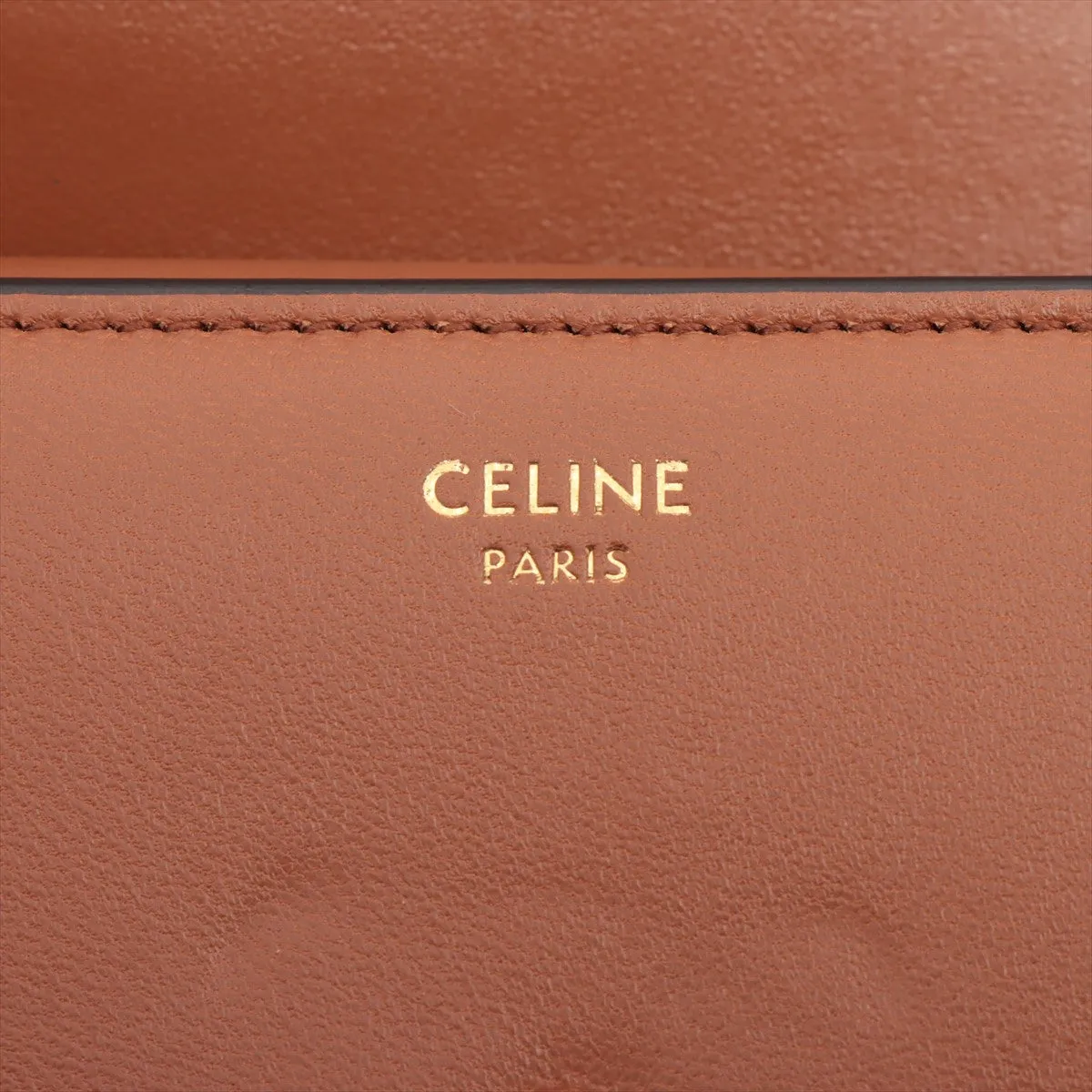 Celine Triomphe Leather Brown Compact Wallet