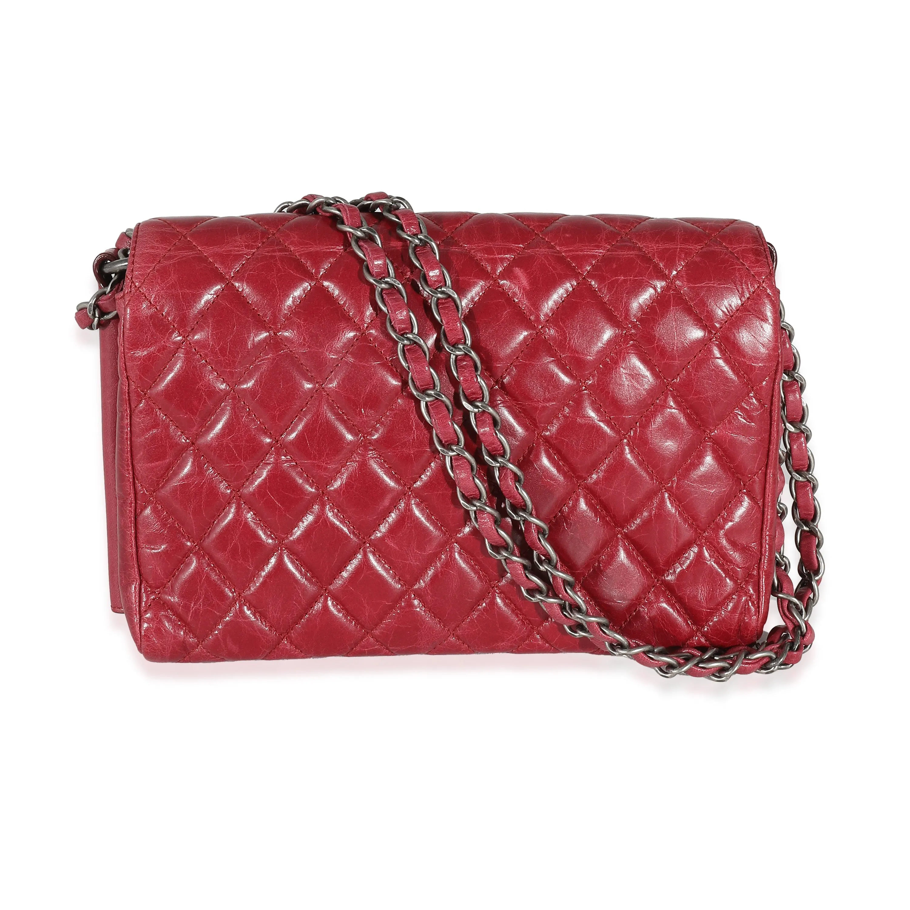 CHANEL 12P Red Glazed Calfskin Veau Brilliante New Bag