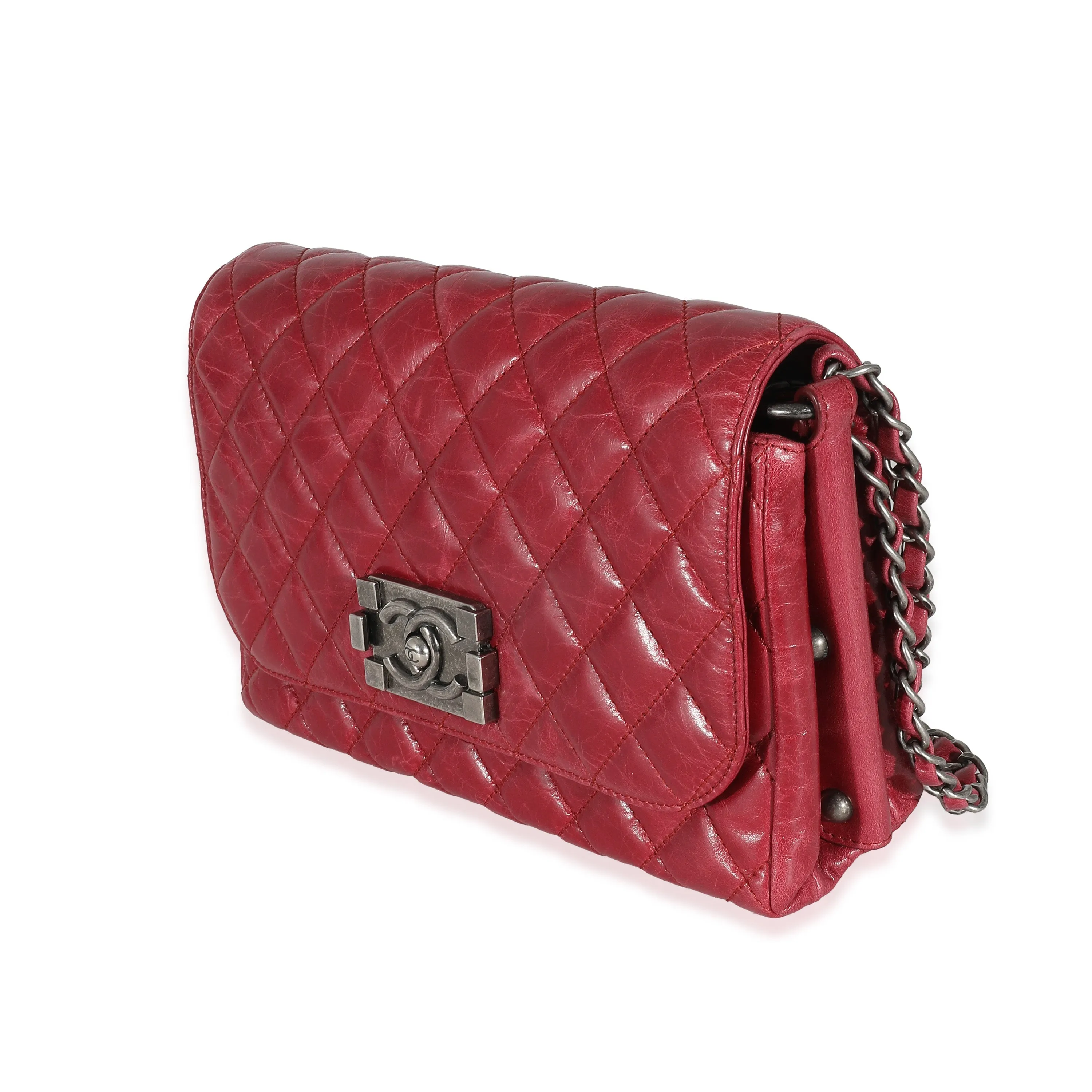 CHANEL 12P Red Glazed Calfskin Veau Brilliante New Bag