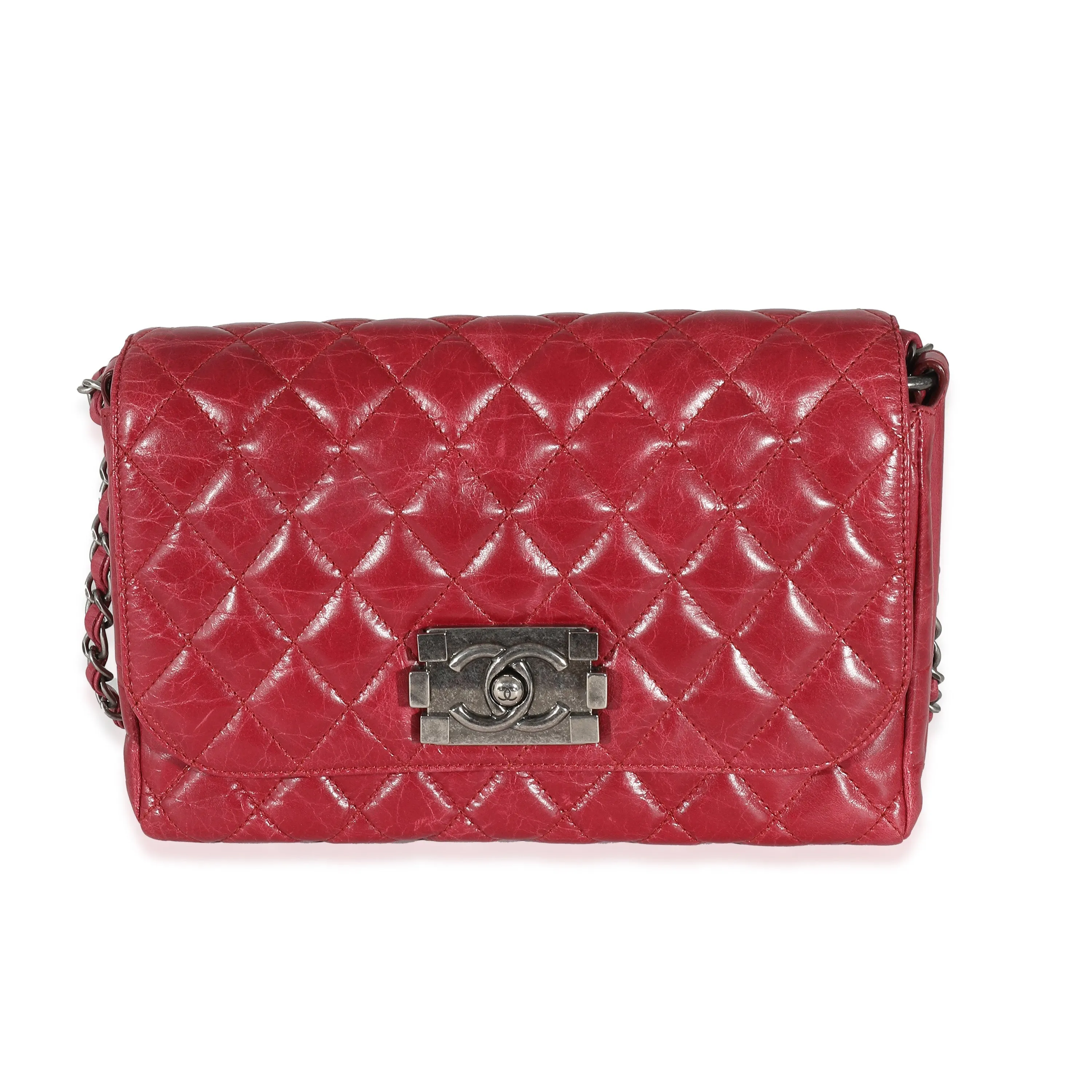 CHANEL 12P Red Glazed Calfskin Veau Brilliante New Bag