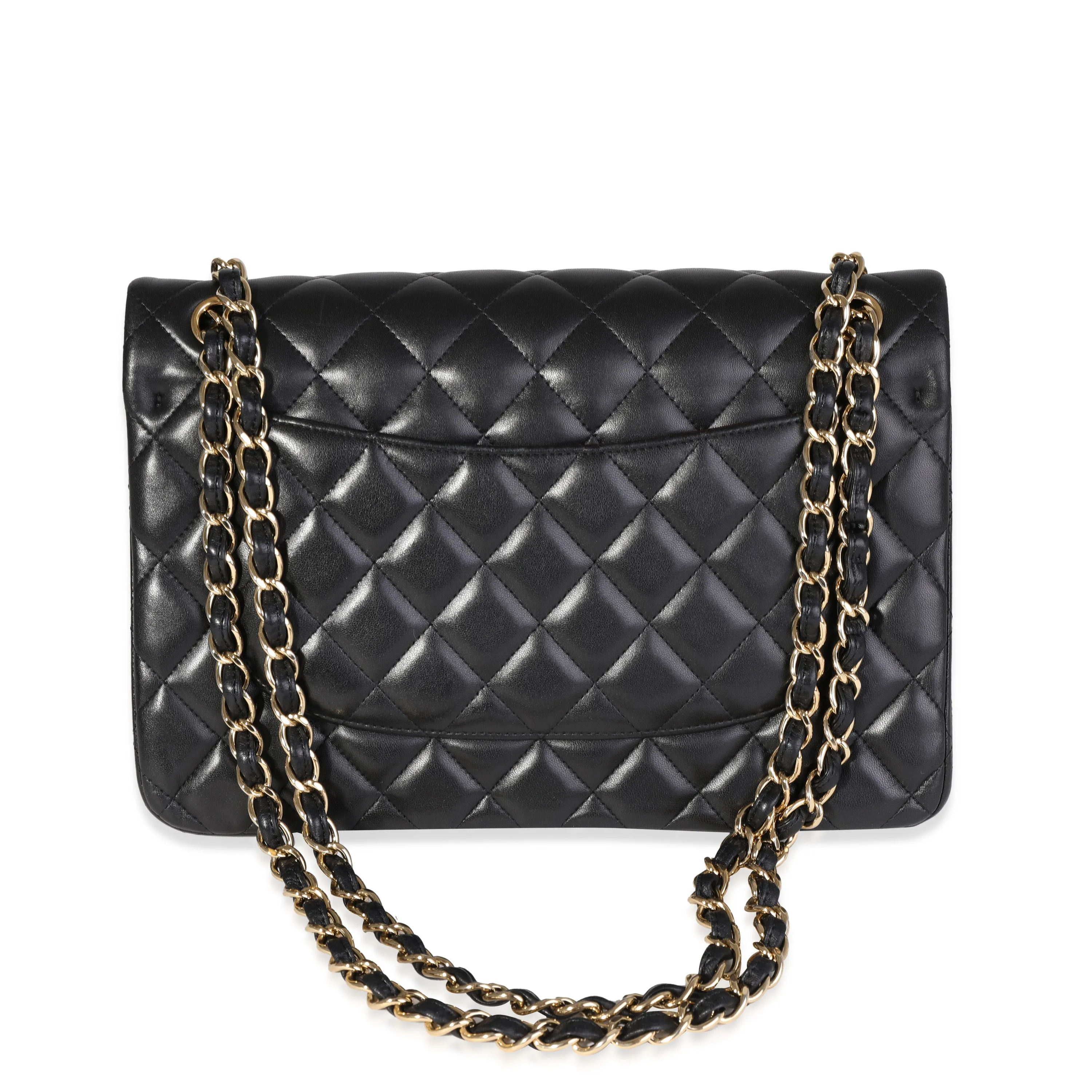 CHANEL Black Quilted Lambskin Jumbo Classic Double New Bag