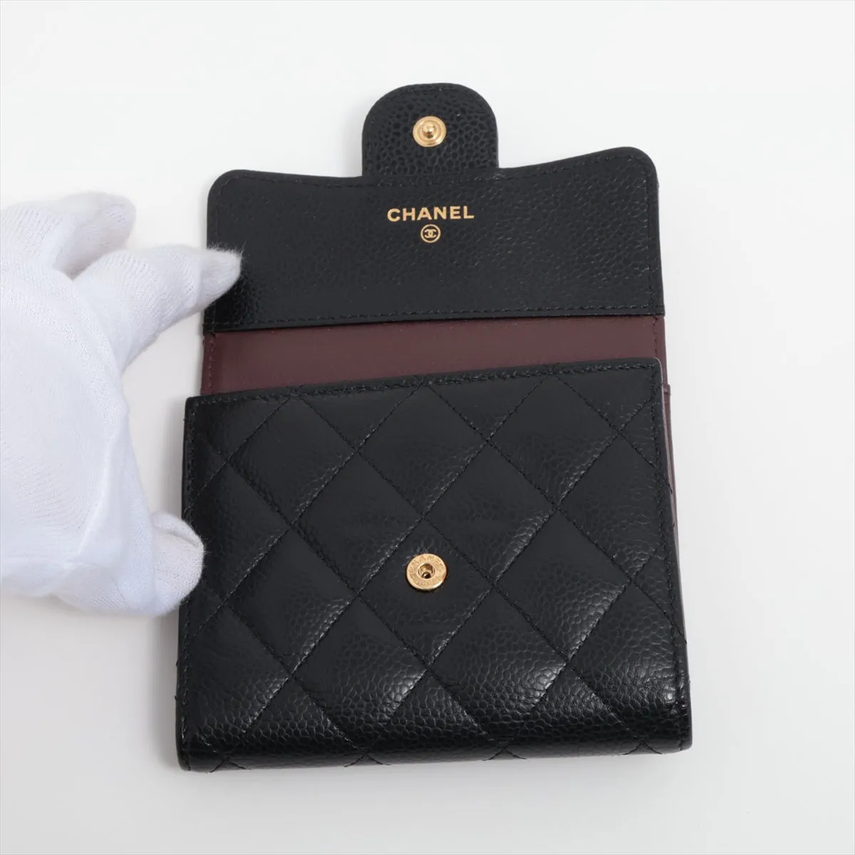 Chanel Caviar Black Compact Wallet - Microchipped