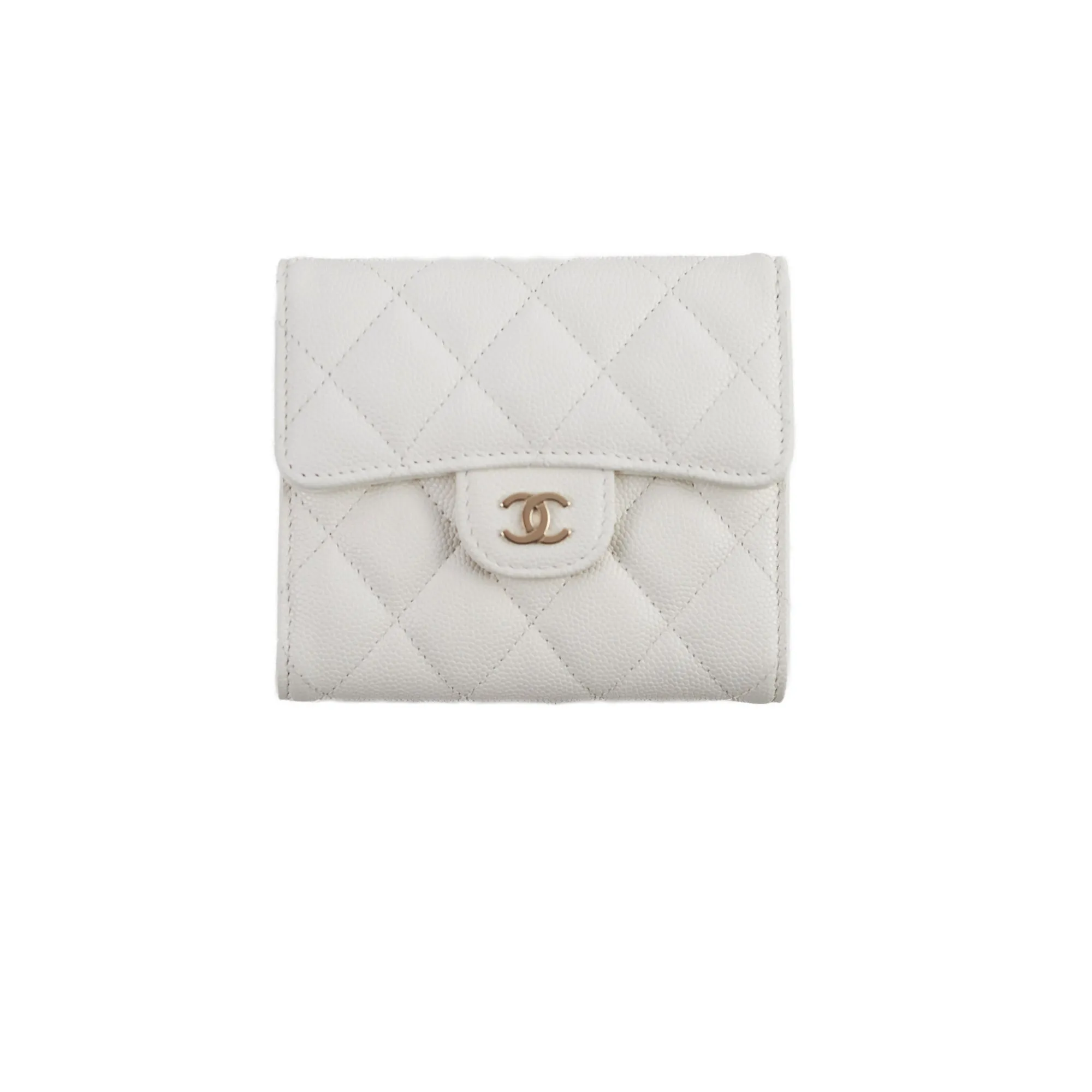 Chanel Caviar Compact Wallet White