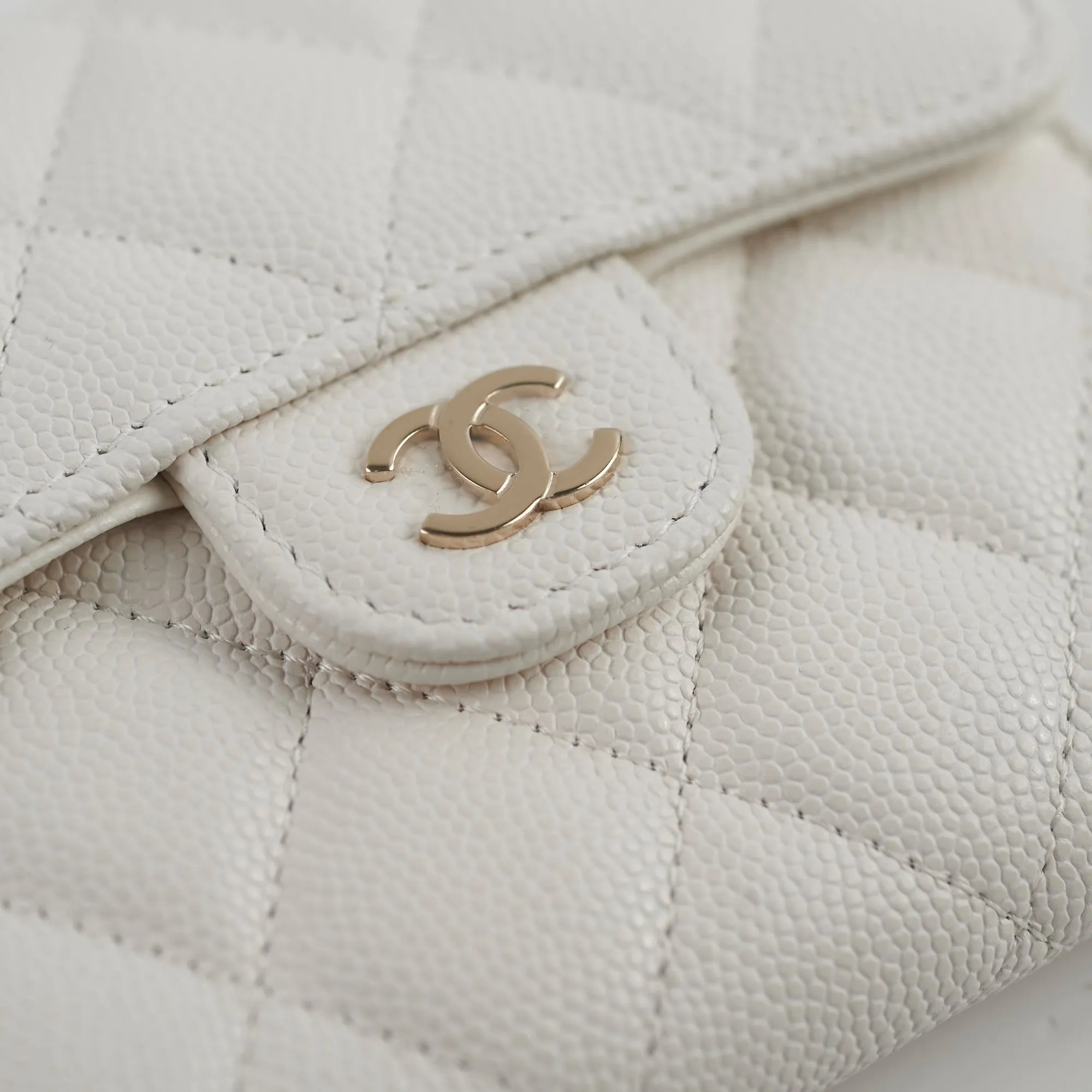 Chanel Caviar Compact Wallet White