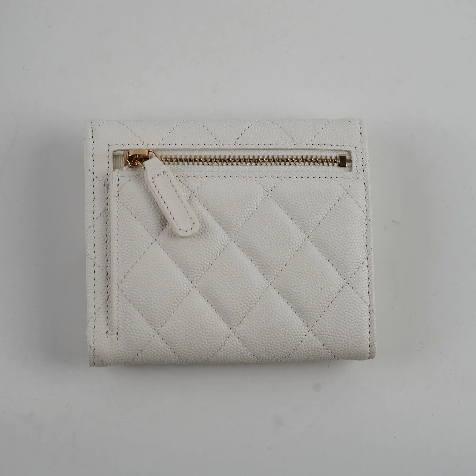 Chanel Caviar Compact Wallet White