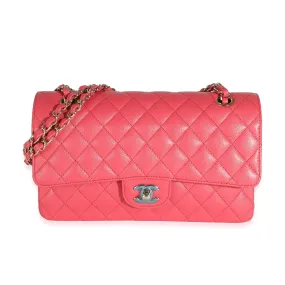 CHANEL Dark Pink Quilted Caviar Medium Classic Double New Bag