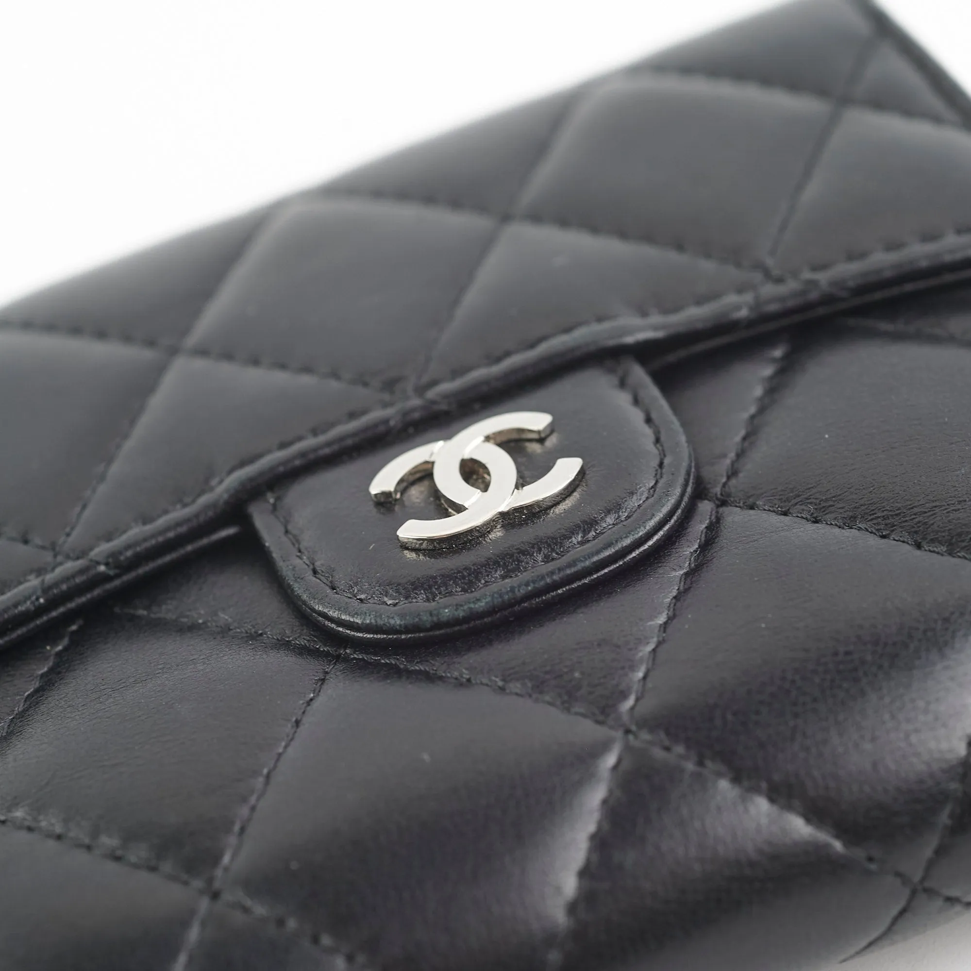 Chanel Lambskin Compact Wallet Black