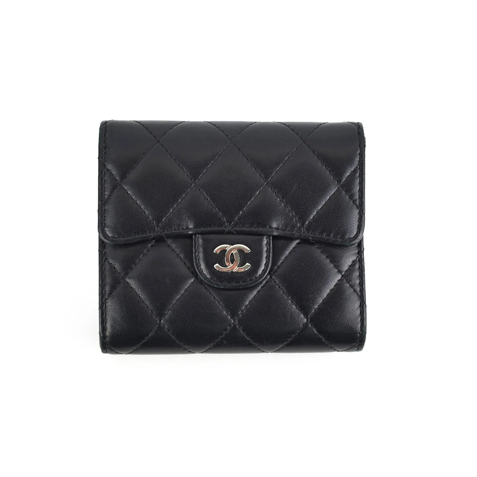 Chanel Lambskin Compact Wallet Black