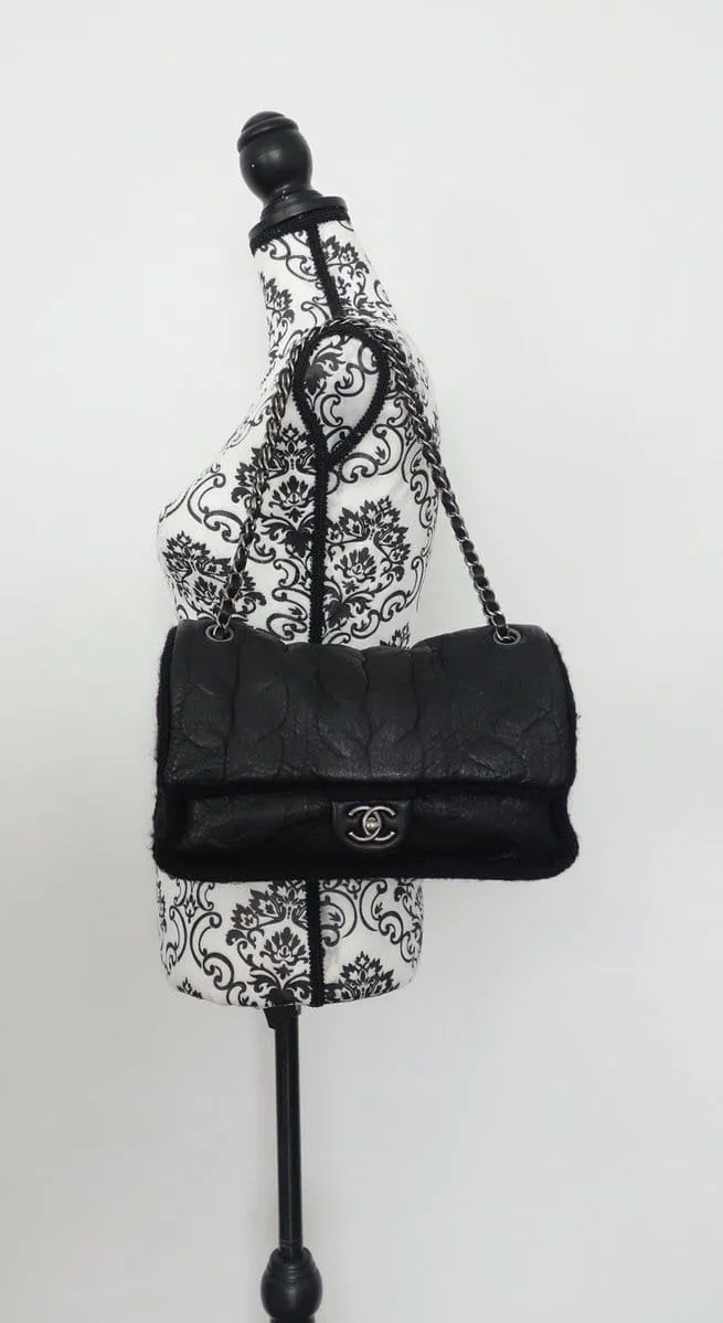 Chanel Timeless Black Wool/Leather Handbag