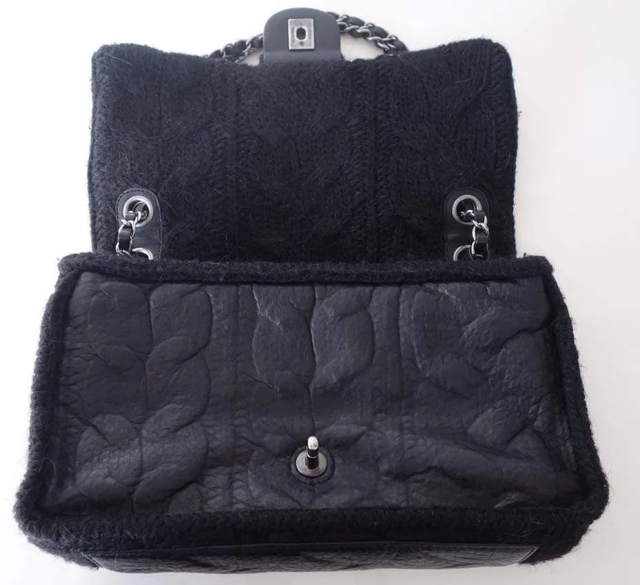 Chanel Timeless Black Wool/Leather Handbag