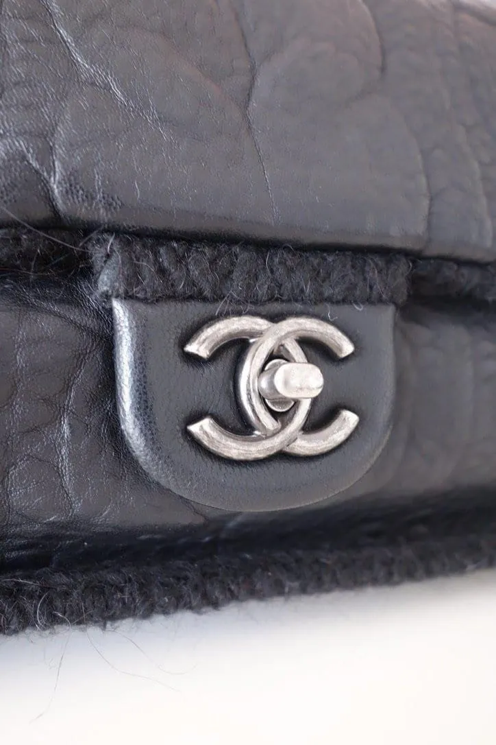 Chanel Timeless Black Wool/Leather Handbag