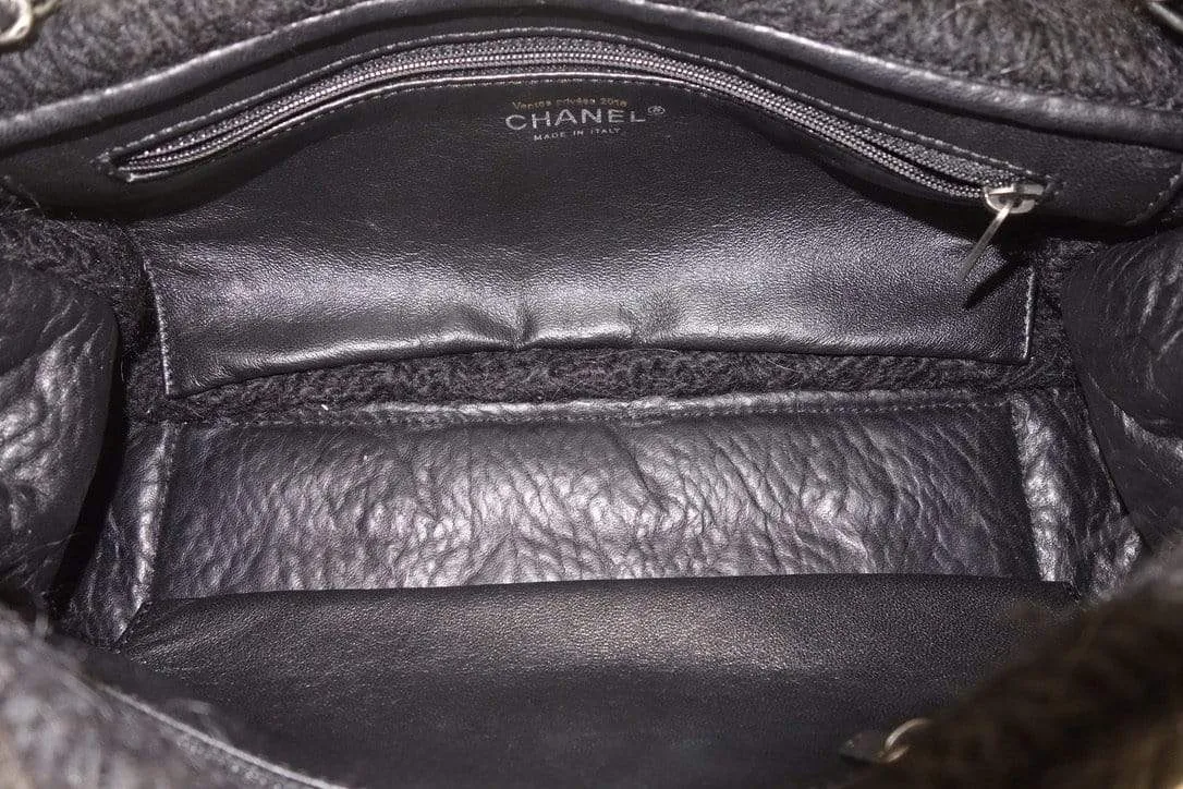 Chanel Timeless Black Wool/Leather Handbag