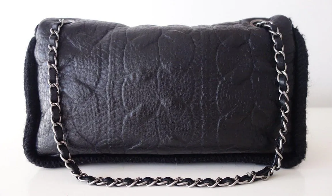 Chanel Timeless Black Wool/Leather Handbag