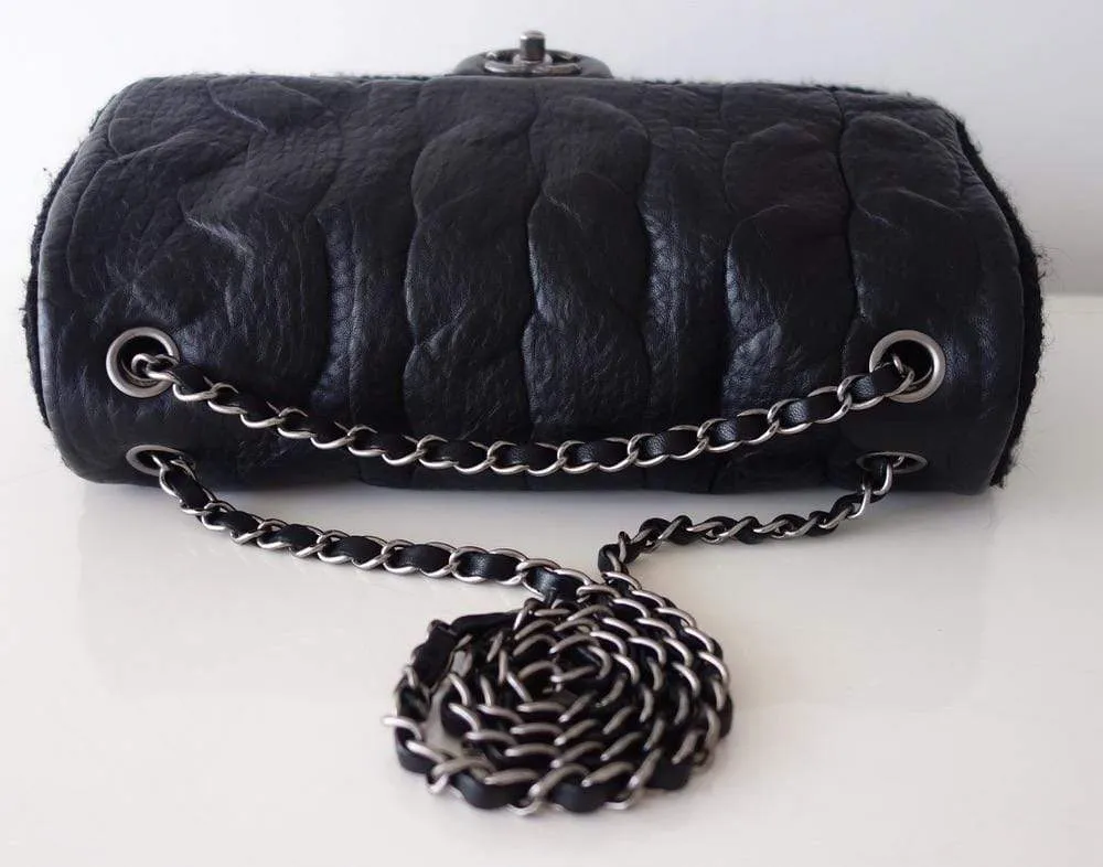 Chanel Timeless Black Wool/Leather Handbag