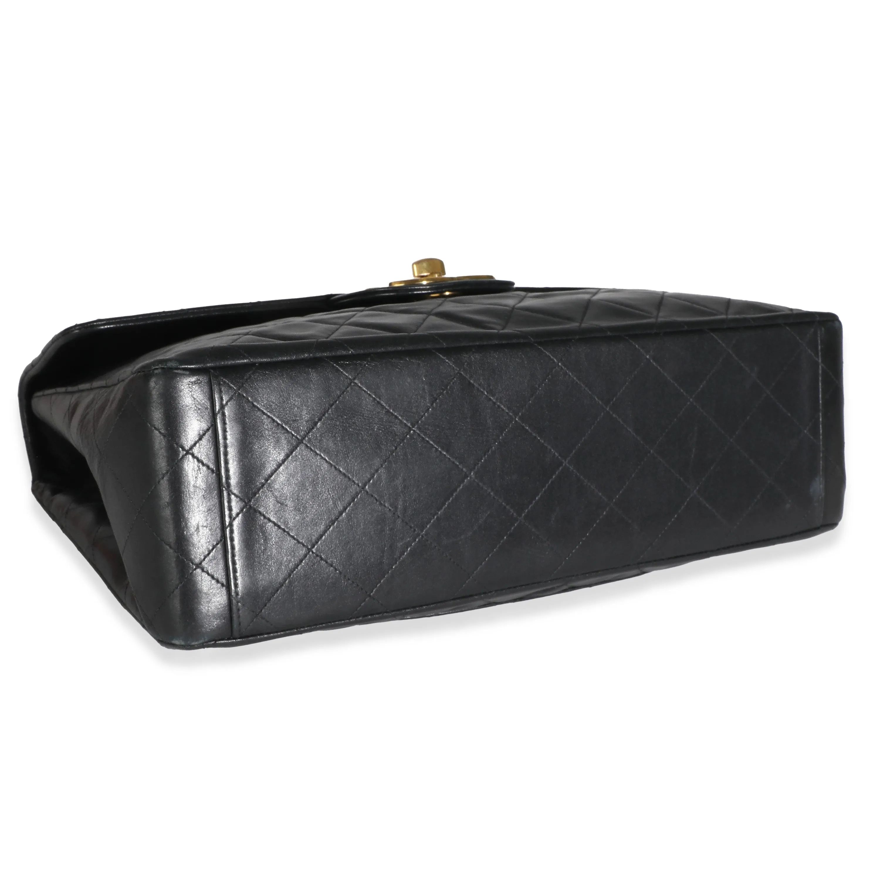 CHANEL Vintage 24K Black Quilted Lambskin Maxi XL New Bag