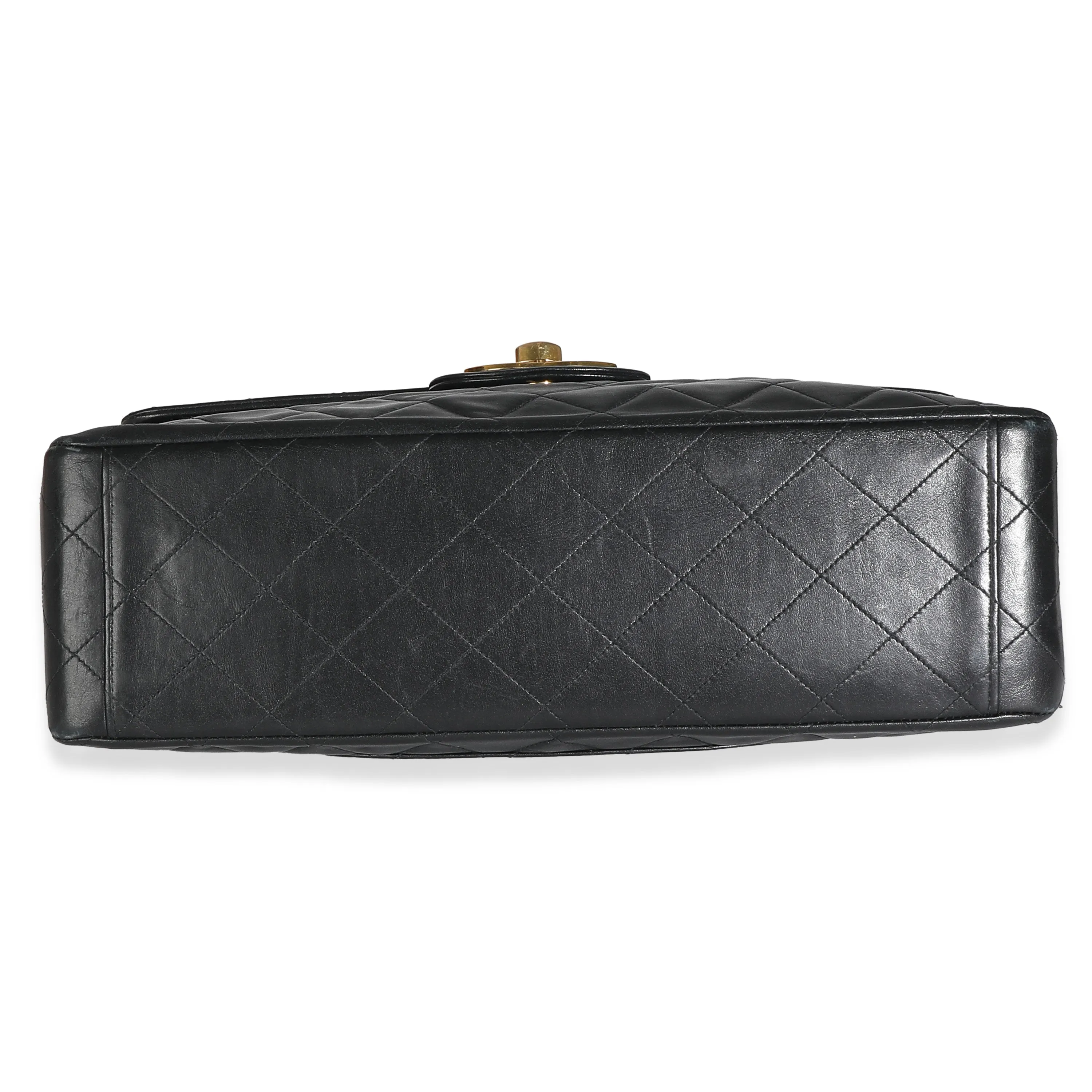 CHANEL Vintage 24K Black Quilted Lambskin Maxi XL New Bag