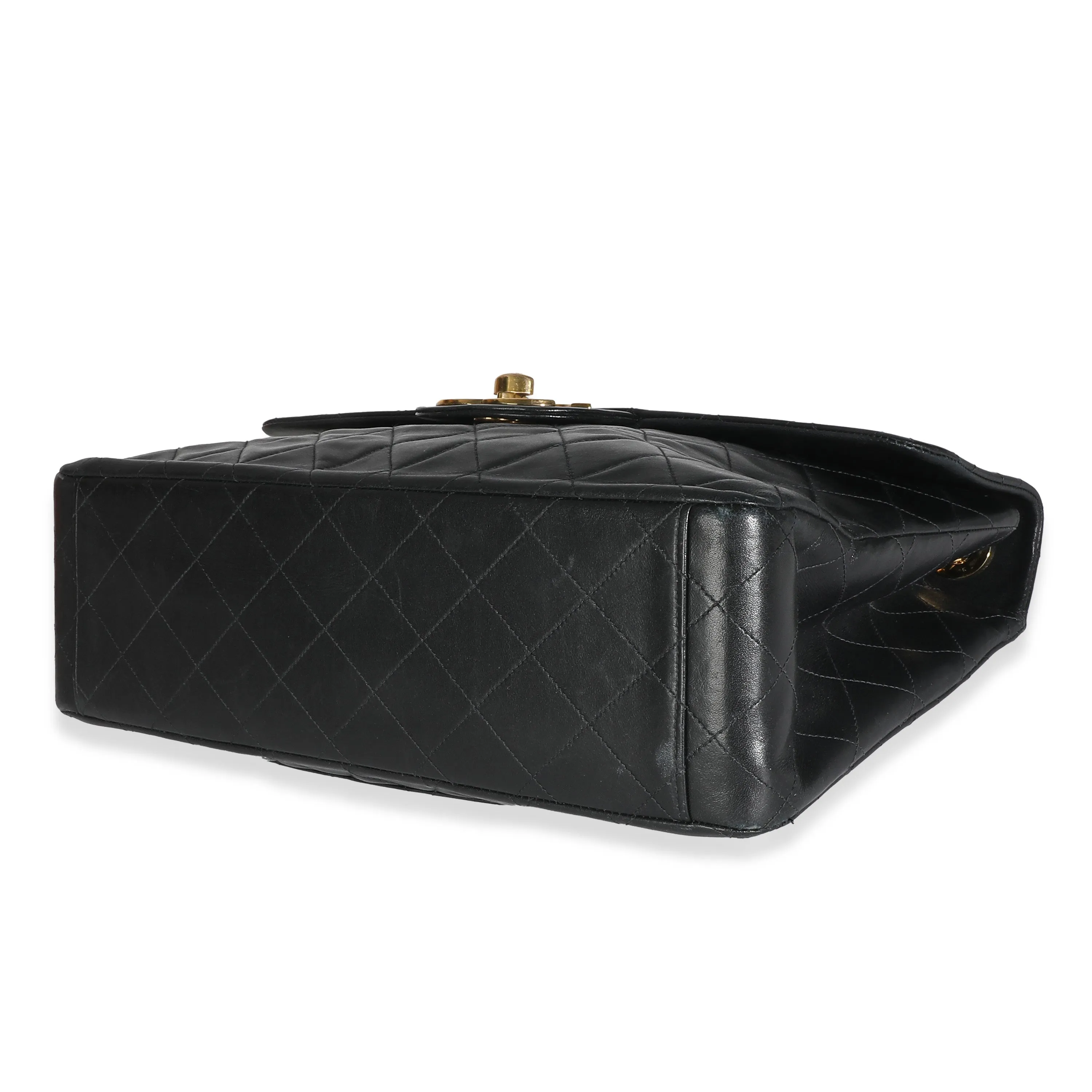 CHANEL Vintage 24K Black Quilted Lambskin Maxi XL New Bag