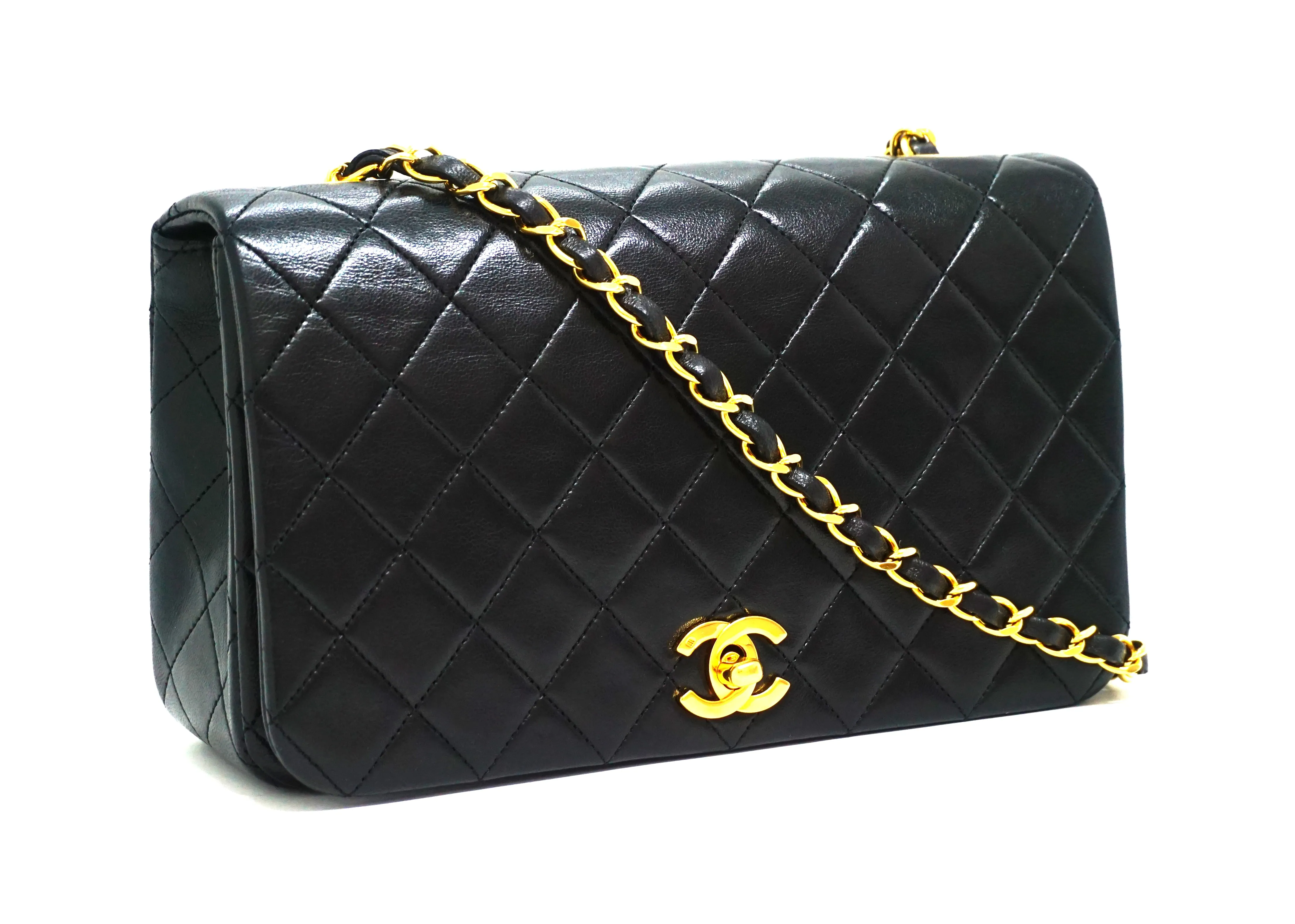 Chanel Vintage Black Lambskin Full Flap