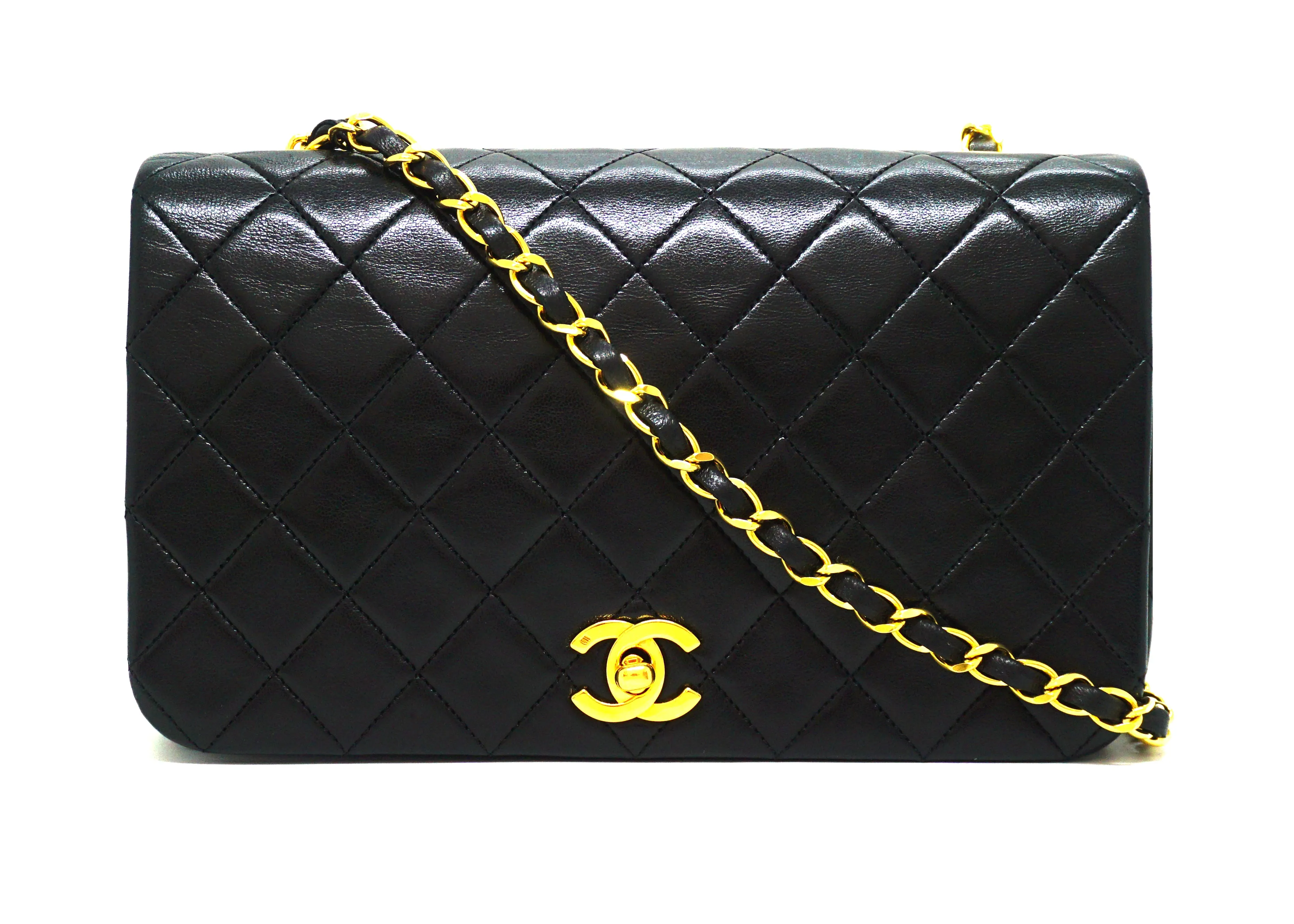 Chanel Vintage Black Lambskin Full Flap