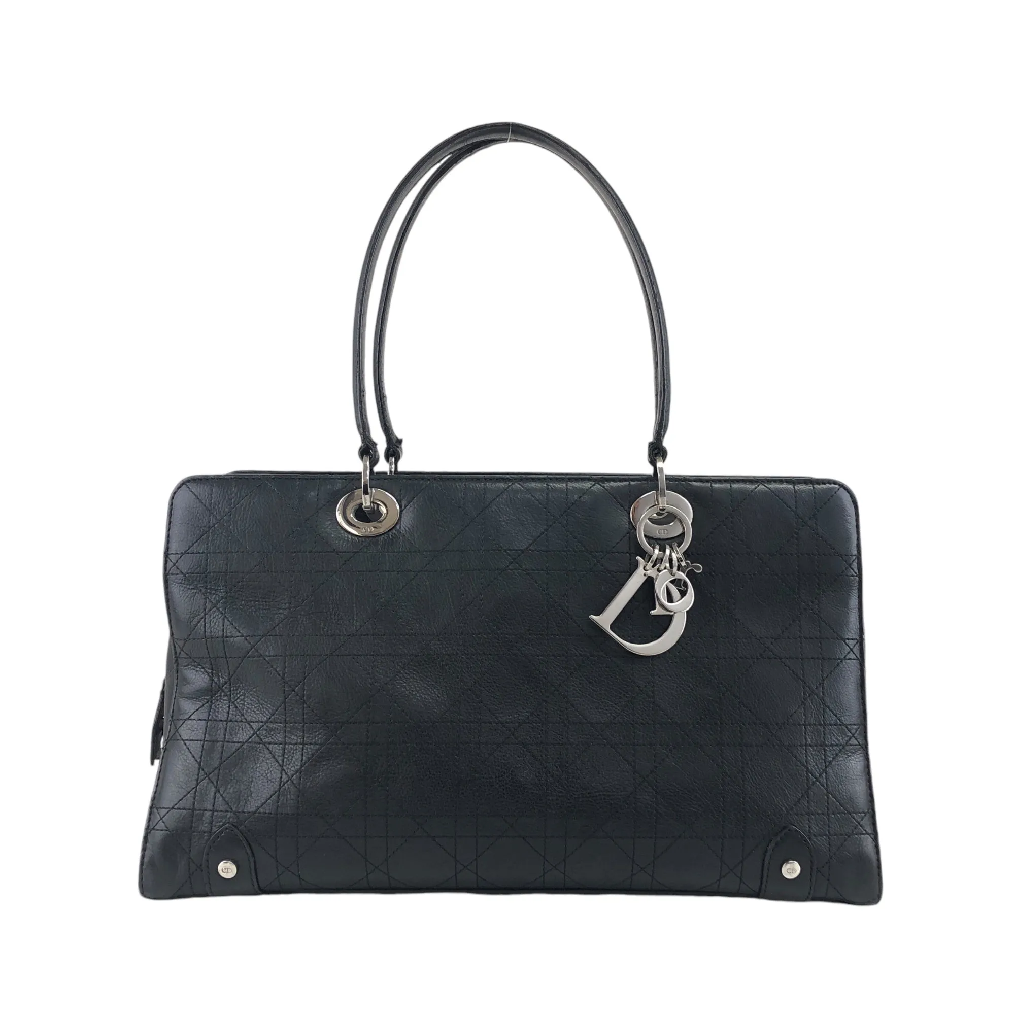 Christian Dior Cannage Handbag Black Vintage hyakrz