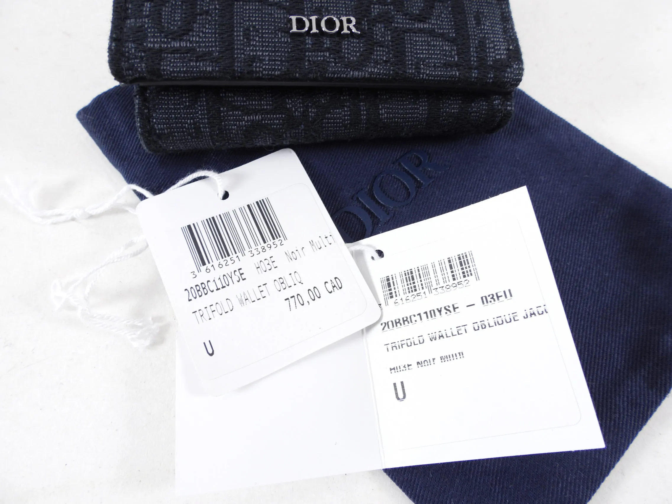 Christian Dior Oblique Canvas Black Trifold Compact Wallet