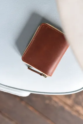 Compact Leather Zipper Wallet