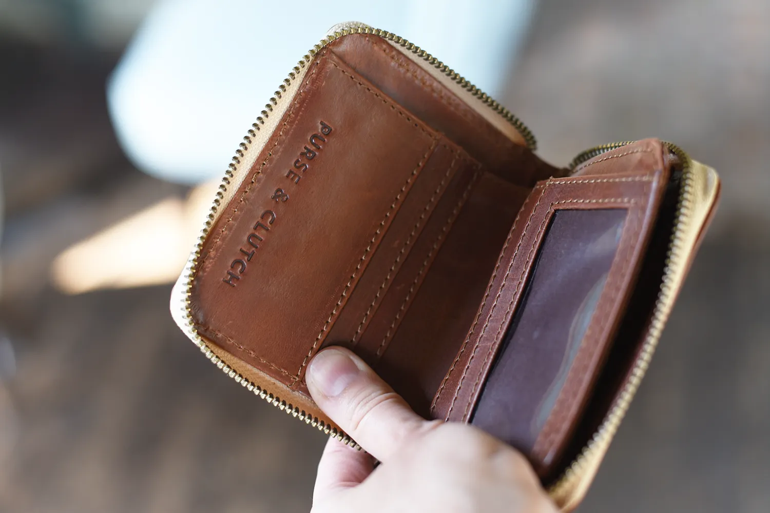 Compact Leather Zipper Wallet