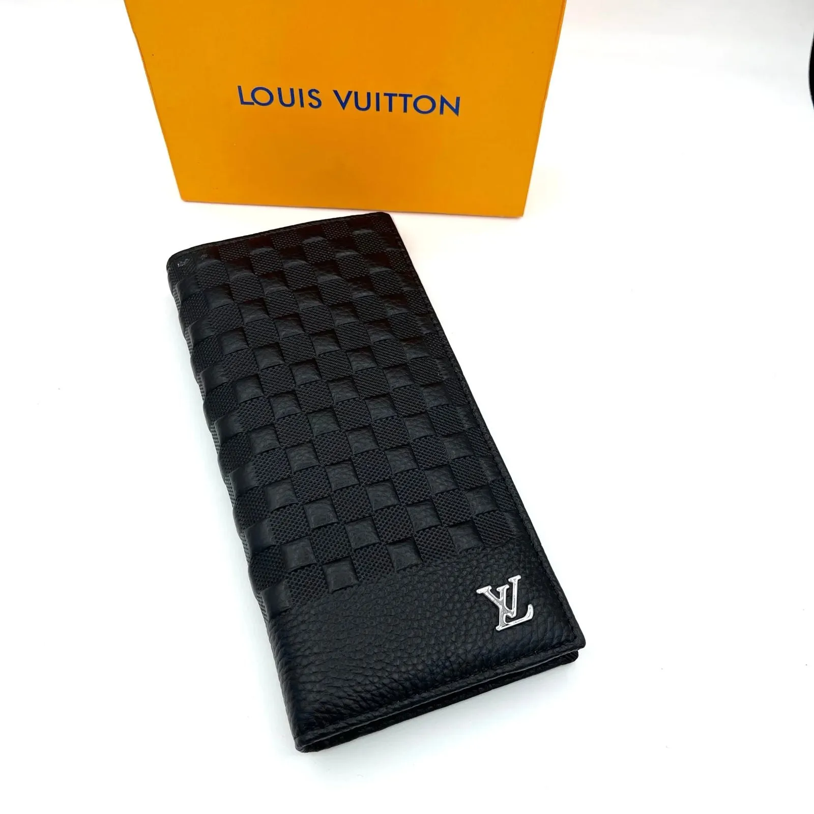 Designer LV Long Wallet For Men Cow Leather Black