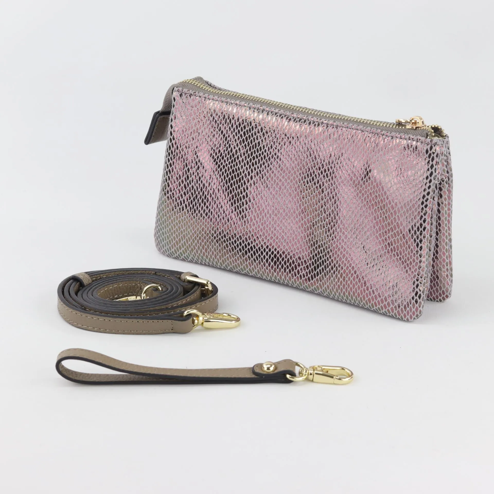 Evie printed suede clutch crossbody