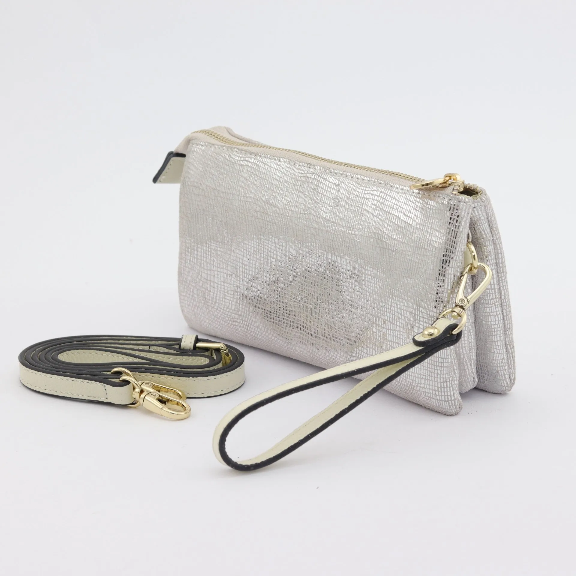 Evie printed suede clutch crossbody