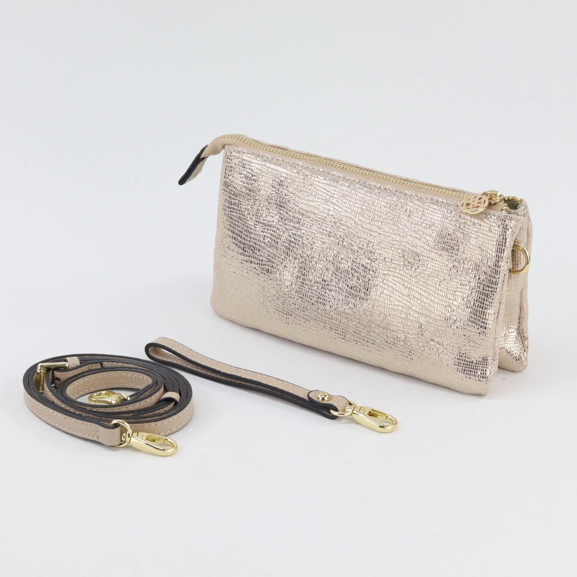 Evie printed suede clutch crossbody