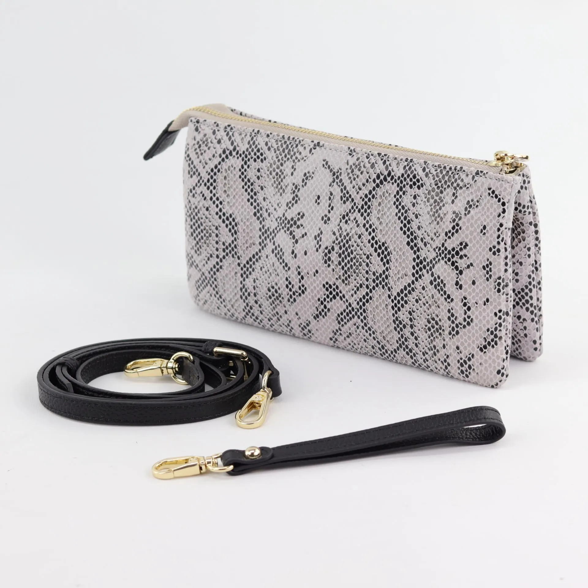 Evie printed suede clutch crossbody