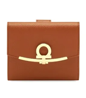 Gancini Compact Wallet Cognac