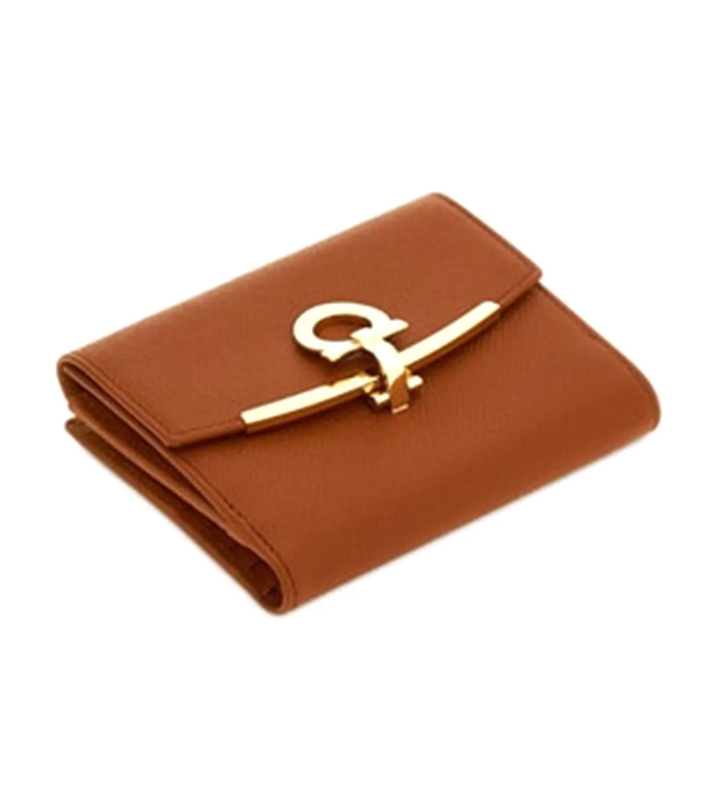 Gancini Compact Wallet Cognac