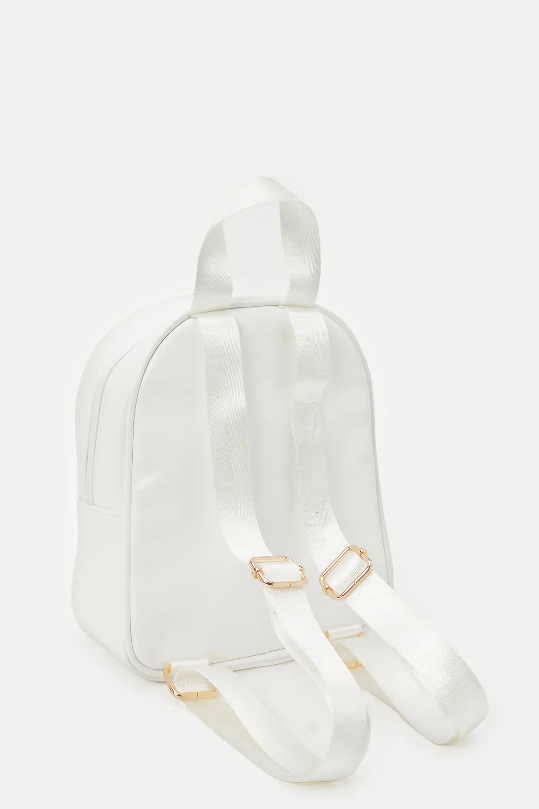 Girls White Embellished Backpack