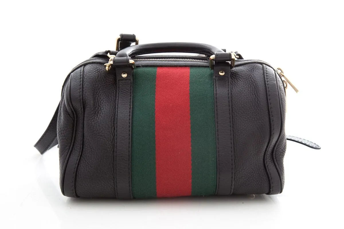 Gucci Black Leather Mini Bowler Handbag