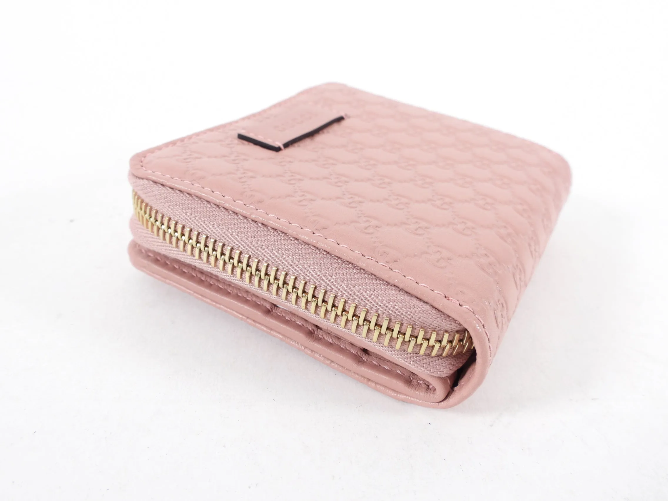 Gucci Pink Micro Guccissima Leather Compact Wallet