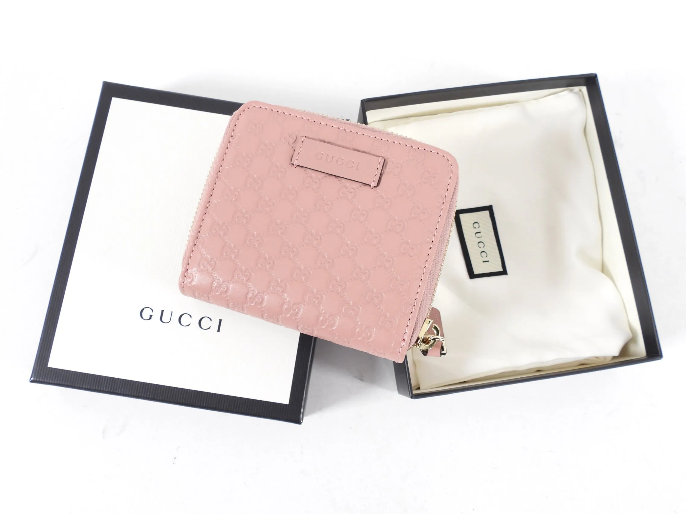 Gucci Pink Micro Guccissima Leather Compact Wallet