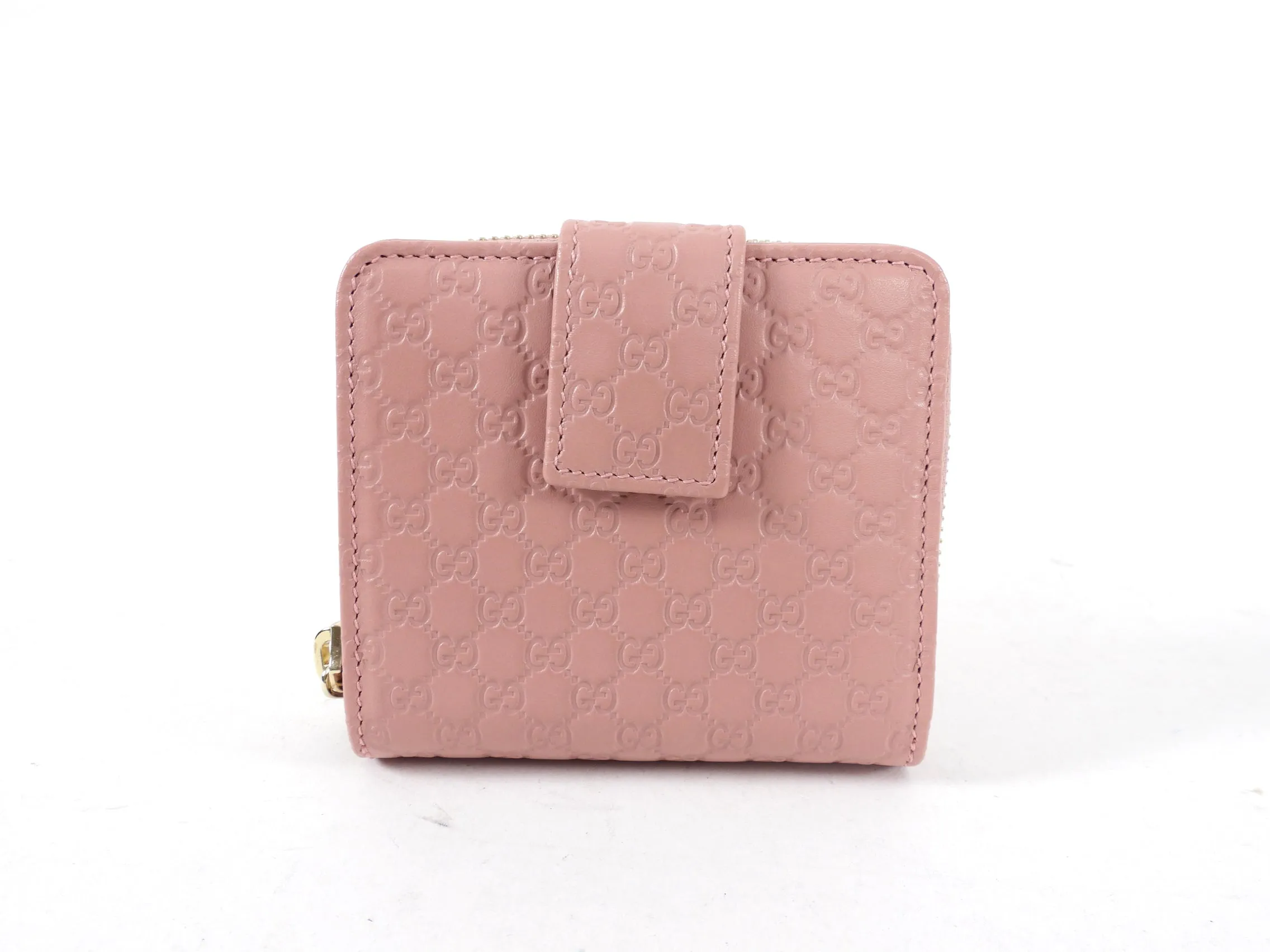 Gucci Pink Micro Guccissima Leather Compact Wallet