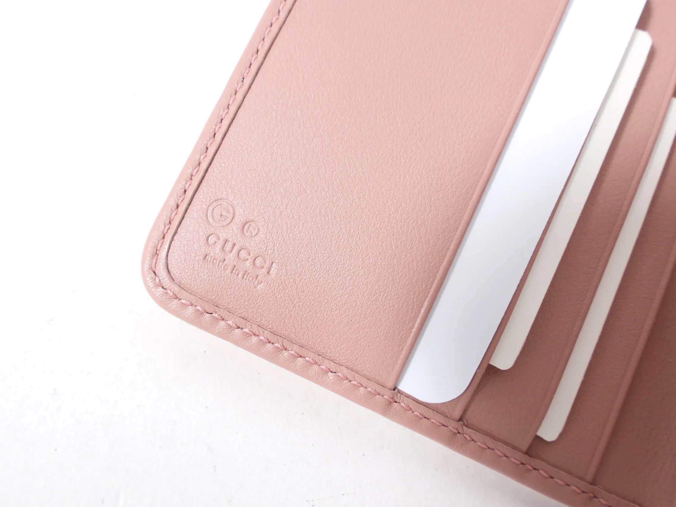 Gucci Pink Micro Guccissima Leather Compact Wallet