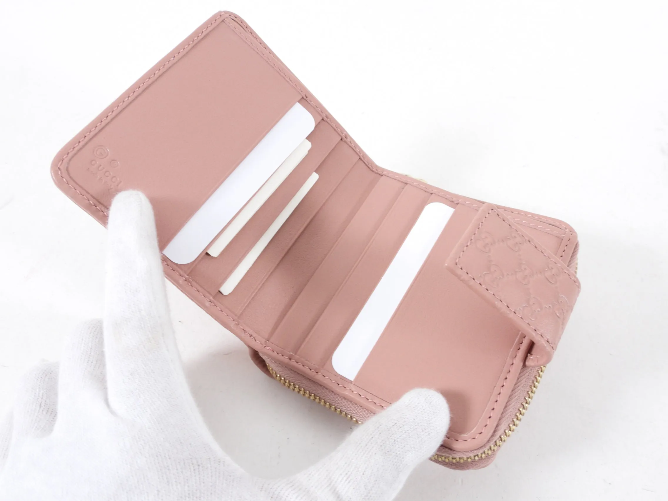 Gucci Pink Micro Guccissima Leather Compact Wallet