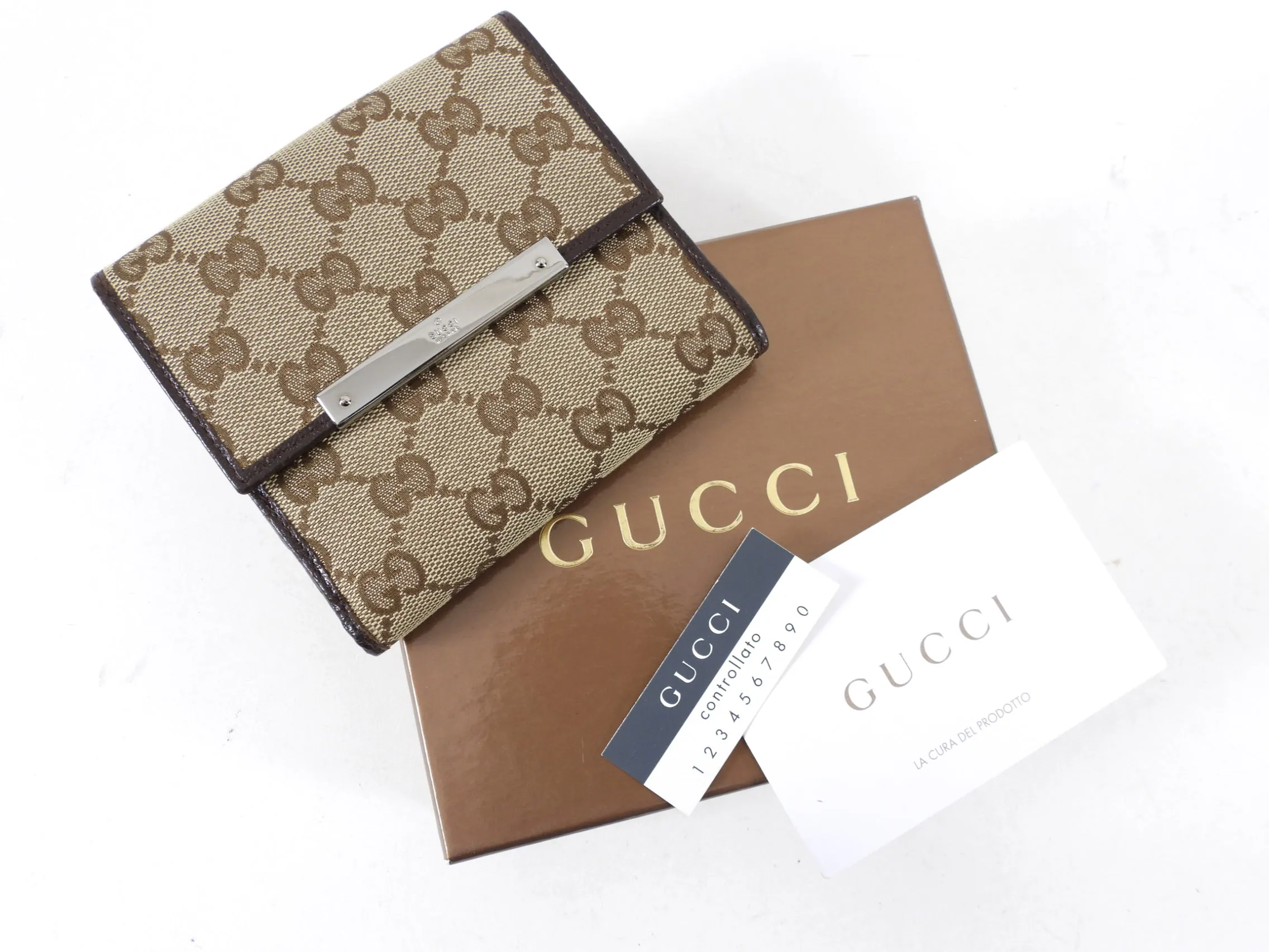 Gucci Princey Brown Monogram French Compact Wallet